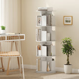 4-Tier Rotating Bookshelf 360Â° Display Rack with Dividers and Anti-falling Baffles