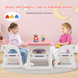 Kids Table and Chair Set with Building Blocks