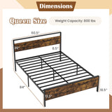 Twin Metal Bed Frame Industrial Platform Bed with Wooden Headboard