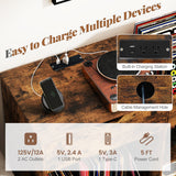Record Player Stand with Power Outlet-Rustic Brown