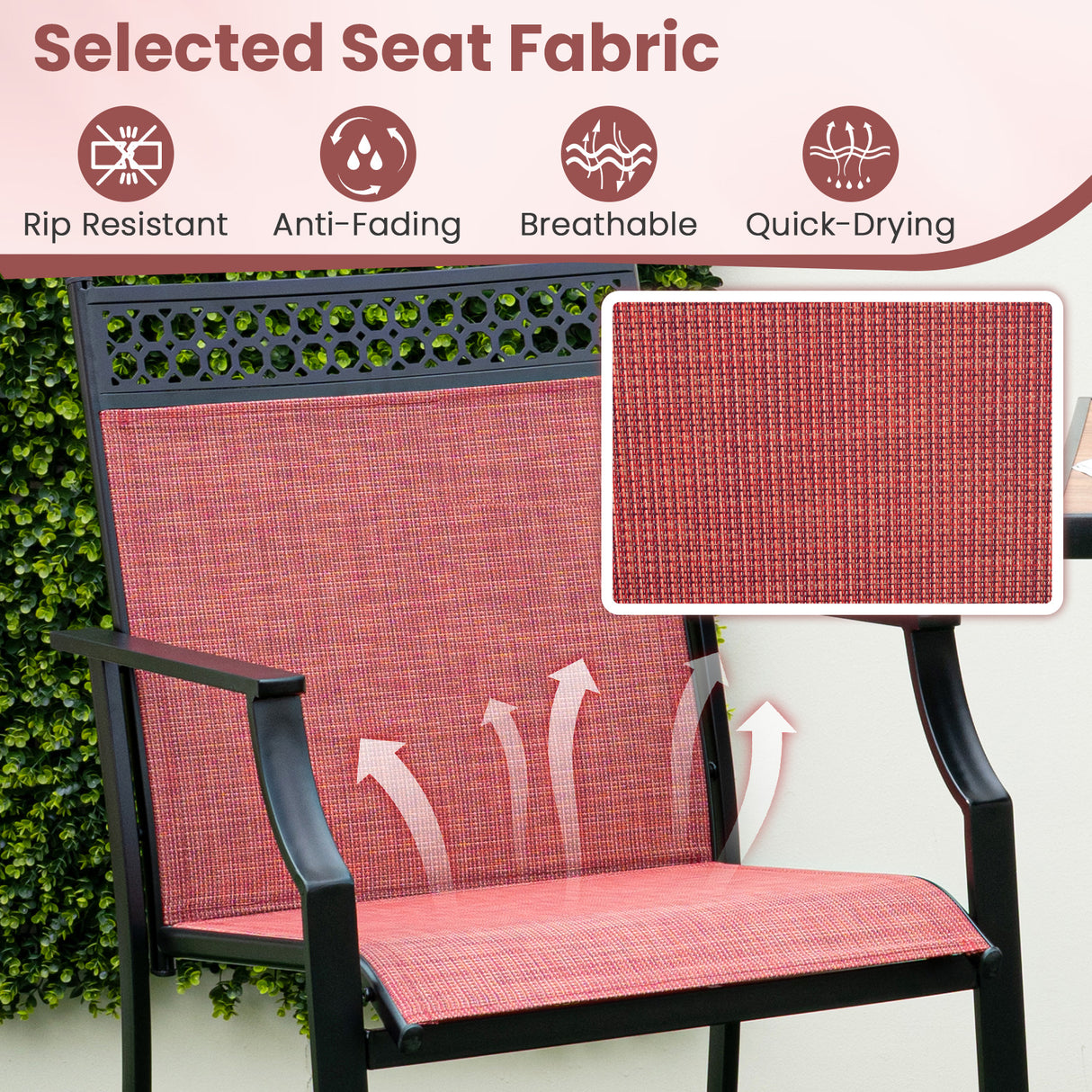 Outdoor Counter Stools Set of 2 Heavy-Duty Barstools with Footrest and Armrests