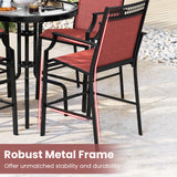 Outdoor Counter Stools Set of 2 Heavy-Duty Barstools with Footrest and Armrests