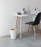 Trash Can - Round - Steel + Wood