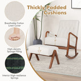 Rocking Chair with Ottoman and Solid Rubber Wood Frame and Padded Cushion