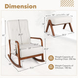 Rocking Chair with Ottoman and Solid Rubber Wood Frame and Padded Cushion
