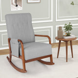Rocking Chair with Ottoman and Solid Rubber Wood Frame and Padded Cushion