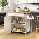Rolling Kitchen Island Cart with Towel and Spice Rack