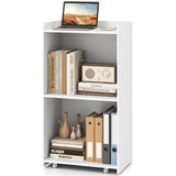 Rolling Podium Stand with 2 Shelves and Lockable Wheels