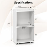 Rolling Podium Stand with 2 Shelves and Lockable Wheels