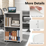 Rolling Podium Stand with 2 Shelves and Lockable Wheels
