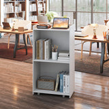 Rolling Podium Stand with 2 Shelves and Lockable Wheels