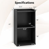 Rolling Podium Stand with 2 Shelves and Lockable Wheels