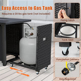 50000 BTU 2 Inch ropane Gas Fire Pit Table with Wind Guard and Glass Rocks