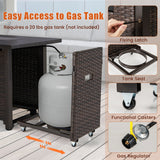 50000 BTU 2 Inch ropane Gas Fire Pit Table with Wind Guard and Glass Rocks