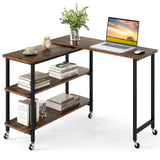 360Â° Rotating Sofa Side Table with Storage Shelves and Wheels