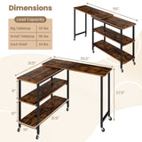 360Â° Rotating Sofa Side Table with Storage Shelves and Wheels