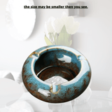 Round Glossy Ceramic Ashtrays + Flameless Lighter (BLUISH)