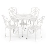 31.5 Inch Round Patio Dining Table for 4 Cast Aluminum with 2-Inch Umbrella Hole