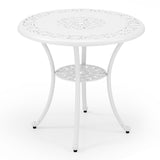 31.5 Inch Round Patio Dining Table for 4 Cast Aluminum with 2-Inch Umbrella Hole