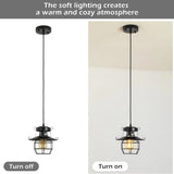 Rustic Black Pendant Light for Island with Adjustable Cage Design