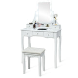 10 Dimmable Light Bulbs Vanity Dressing Table with 2 Dividers and Cushioned Stool
