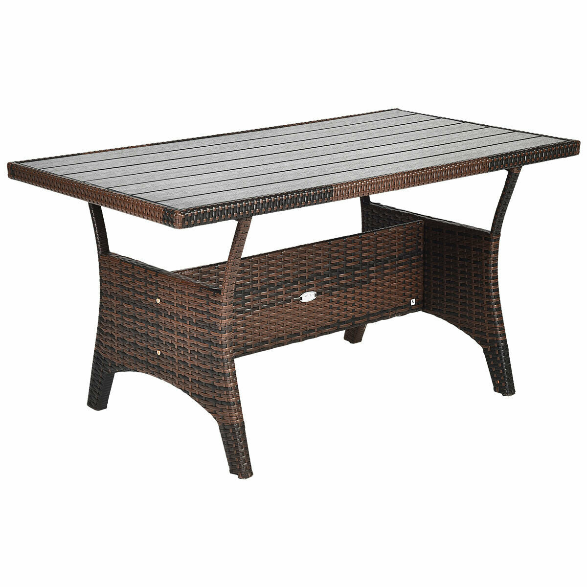 3 Pcs 6 Seats Rattan Dining Set Patio Furniture Sofa with Cushions