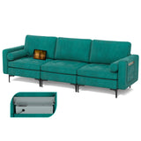 Modular 1/2/3/4-Seat L-Shaped Sectional Sofa Couch with Socket USB Port-3