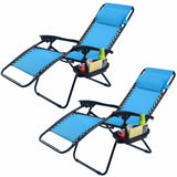 2 Pieces Folding Recliner Zero Gravity Lounge Chair