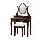 10 Dimmable Lights Vanity Table Set with Lighted Mirror and Cushioned Stool
