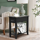 2 Pieces 2 Tier Sofa Side End Table with Drawer and Open Shelf