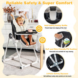 Baby High Chair Foldable Feeding Chair with 4 Lockable Wheels
