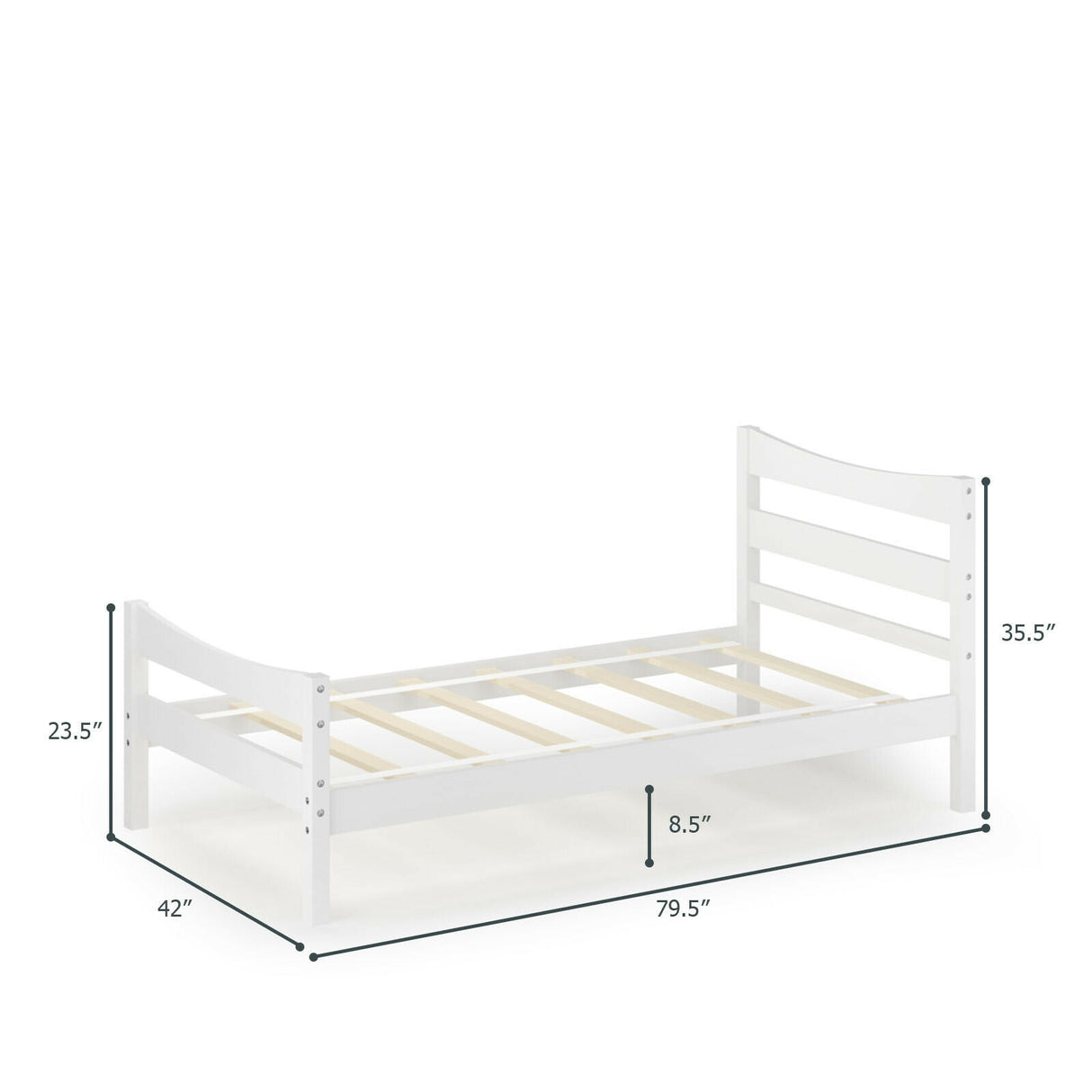 Twin Size Rustic Platform Bed Frame with Headboard and Footboard
