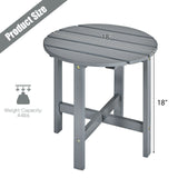 18 Inch Patio Round Side Wooden Slat End Coffee Table for Garden-Gray