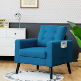 Mid-Century Upholstered Armchair Club Chair with Rubber Wood Legs