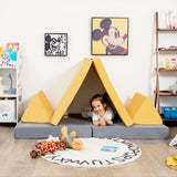 4-Piece Convertible Kids Couch Set with 2 Folding Mats
