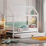Kids Platform Bed Frame with Roof for Bedroom