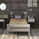 Twin Size Rustic Platform Bed Frame with Headboard and Footboard