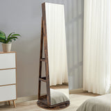 360Â° Rotating Mirrored Jewelry Cabinet Armoire 3 Color LED Modes Lockable