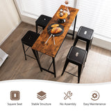 30 Inch Bar Stools Set of 4 with Square Seat and Handling Hole-Black