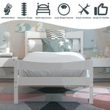 Twin Size Rustic Platform Bed Frame with Headboard and Footboard