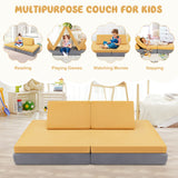 4-Piece Convertible Kids Couch Set with 2 Folding Mats