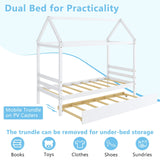 Kids Platform Bed Frame with Roof for Bedroom