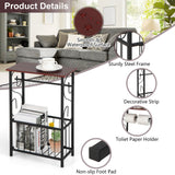 Side Sofa Narrow Table with Removable Paper Holder for Living Room-Brown