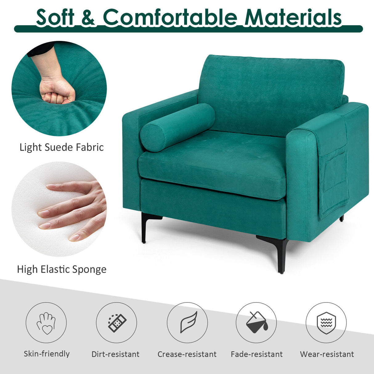Modular 1/2/3/4-Seat L-Shaped Sectional Sofa Couch with Socket USB Port-1
