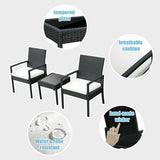 3 Pcs Outdoor Rattan Patio Conversation Furniture Set
