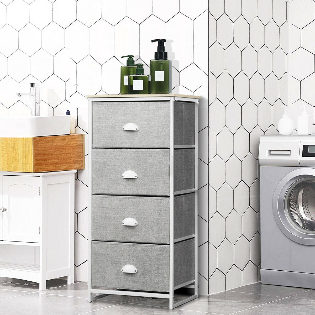 Chest Storage Tower Side Table Display Storage with 4 Drawers