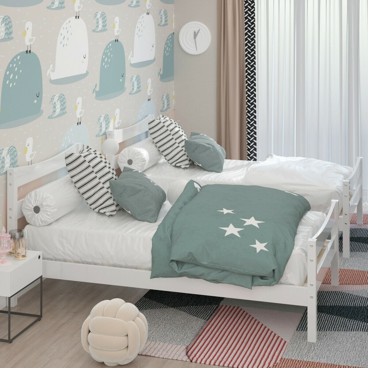Twin Size Rustic Platform Bed Frame with Headboard and Footboard