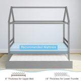 Kids Platform Bed Frame with Roof for Bedroom