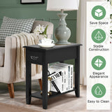 2 Pieces 2 Tier Sofa Side End Table with Drawer and Open Shelf