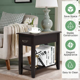 2 Pieces 2 Tier Sofa Side End Table with Drawer and Open Shelf